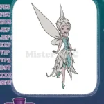 Magical forest fairy with elegant feather dress embroidery designs - Instant Download