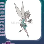 Whimsical fairy holding a magical flower embroidery designs for fantasy projects - Instant Download