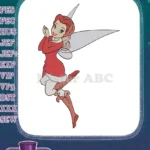 Christmas Fairy Girl Red Dress Festive Embroidery Designs - Instant Download