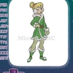 Tinker Bell Disney Winter Fairy Embroidery Designs with Green Fur Coat - Instant Download