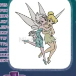 Tinkerbell and Silvermist hugging fairy friendship embroidery designs - Instant Download