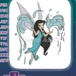 Enchanting water fairy with flowing splash wings embroidery designs - Instant Download