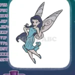 Enchanting Blue Fairy Embroidery Designs with Flowing Hair and Elegant Wings - Instant Download