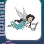 Elegant flying fairy with pearl necklace embroidery designs - Instant Download