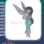 Cute Blue Haired Fairy with Shushing Gesture Embroidery Designs - Instant Download