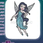 Magical fairy in blue dress with wings embroidery designs - Instant Download