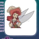 Adventurous Red-Haired Pirate Fairy in Elegant Dress Embroidery Designs - Instant Download