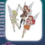 Three whimsical flying fairies blonde and redheaded embroidery designs - Instant Download