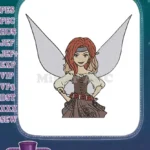 Confident Red-Haired Pirate Fairy Pixie Girl Embroidery Designs - Instant Download