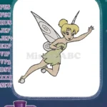 Tinkerbell Flying Fairy Blonde Hair Green Dress Embroidery Designs - Instant Download