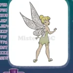 Whimsical Tinkerbell fairy with blonde bun and green dress embroidery designs - Instant Download