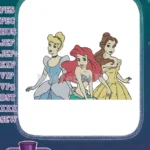 Cinderella Ariel Belle Princesses embroidery designs for magical projects - Instant Download