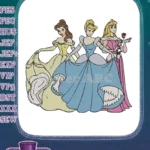 Beautiful fairytale princesses Belle Cinderella Aurora group embroidery designs - Instant Download