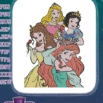 Beloved Disney Princesses Aurora Snow White Belle Ariel embroidery designs - Instant Download