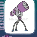 Adorable cartoon purple telescope with starry patterns embroidery designs - Instant Download