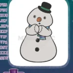 Adorable winter snowman character with hat scarf embroidery designs - Instant Download