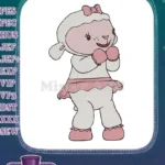Cute pink and white lamb girl character embroidery designs - Instant Download