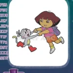 Dora the Explorer and Boots monkey joyful jumping embroidery designs - Instant Download