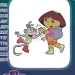 Dora the Explorer and Boots high-five friendship embroidery designs - Instant Download