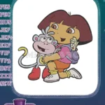 Dora and Boots Hugging Cartoon Friends Embroidery Designs - Instant Download