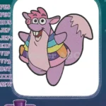 Happy Swiper Squirrel Cartoon Character Colorful Vest Embroidery Designs - Instant Download