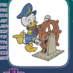 Donald Duck Captain Steering Wheel Nautical Embroidery Designs - Instant Download