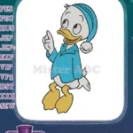 Happy Disney duck nephew blue nightshirt nightcap pointing embroidery designs - Instant Download
