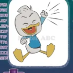 Happy Cartoon Duck Cheering and Jumping Embroidery Designs for Kids - Instant Download