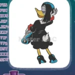 Sassy black female duck cartoon character with fanny pack embroidery designs - Instant Download