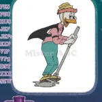 Vintage Cartoon Duck Farmer with Hoe Embroidery Designs for Gardeners - Instant Download
