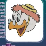 Happy Donald Duck cartoon character with glasses embroidery designs - Instant Download