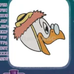 Vintage Cartoon Duck with Hat Hair and Glasses Embroidery Designs - Instant Download