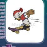 Donald Duck Skateboarding Fun Cartoon Embroidery Designs - Instant Download