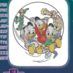 Disney Huey Dewey Louie Ducks Playing Clothesline Laundry Embroidery Designs - Instant Download