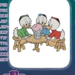 Huey Dewey Louie Sharing Ice Cream Cartoon Embroidery Designs - Instant Download