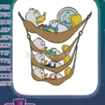 Scrooge McDuck and Nephews Sleeping in Hammocks Embroidery Designs - Instant Download