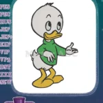 Cute cartoon duck in green shirt embroidery designs - Instant Download