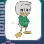 Cute Disney DuckTales Dewey in green hoodie embroidery designs - Instant Download