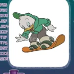 Disney Huey Duck Snowboarding Winter Sports Embroidery Designs - Instant Download