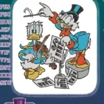 Donald Duck and Scrooge McDuck conducting musical money embroidery designs - Instant Download