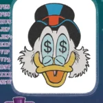 Greedy Scrooge McDuck dollar sign eyes embroidery designs - Instant Download