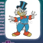 Classic Disney Scrooge McDuck Blue Suit Top Hat Embroidery Designs - Instant Download