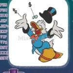 Scrooge McDuck Celebrating Riches with Top Hat Embroidery Designs - Instant Download