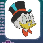 Scrooge McDuck Elegant Cartoon Character Top Hat Embroidery Designs - Instant Download