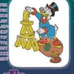 Scrooge McDuck Piling Gold Bars Money Bag Embroidery Designs - Instant Download