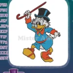 Classic Scrooge McDuck wealthy duck marching with cane embroidery designs - Instant Download