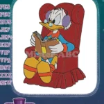 Scrooge McDuck Reading Book in Armchair Cartoon Character Embroidery Designs - Instant Download
