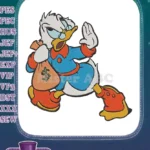 Scrooge McDuck with money bag classic cartoon embroidery designs - Instant Download