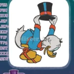 Scrooge McDuck Upside Down Holding Hat Disney Classic Embroidery Designs - Instant Download