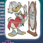 Scrooge McDuck admiring money in mirror embroidery designs - Instant Download